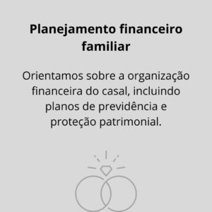 Serviço planejamento matrimonial oferecido por Edna Christe Advocacia.
